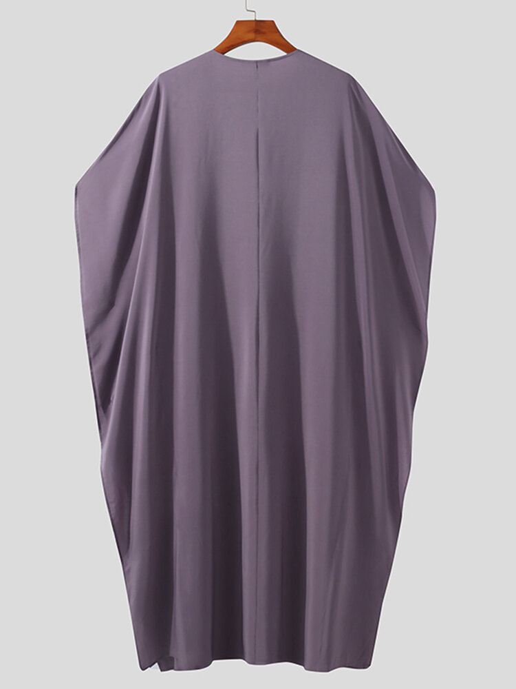 Miesten Valaskuvioinen Nappipaita Rento Poncho Kaftan