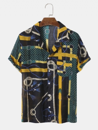 Miesten Vapaa-ajan Twill Rope Print-paidat