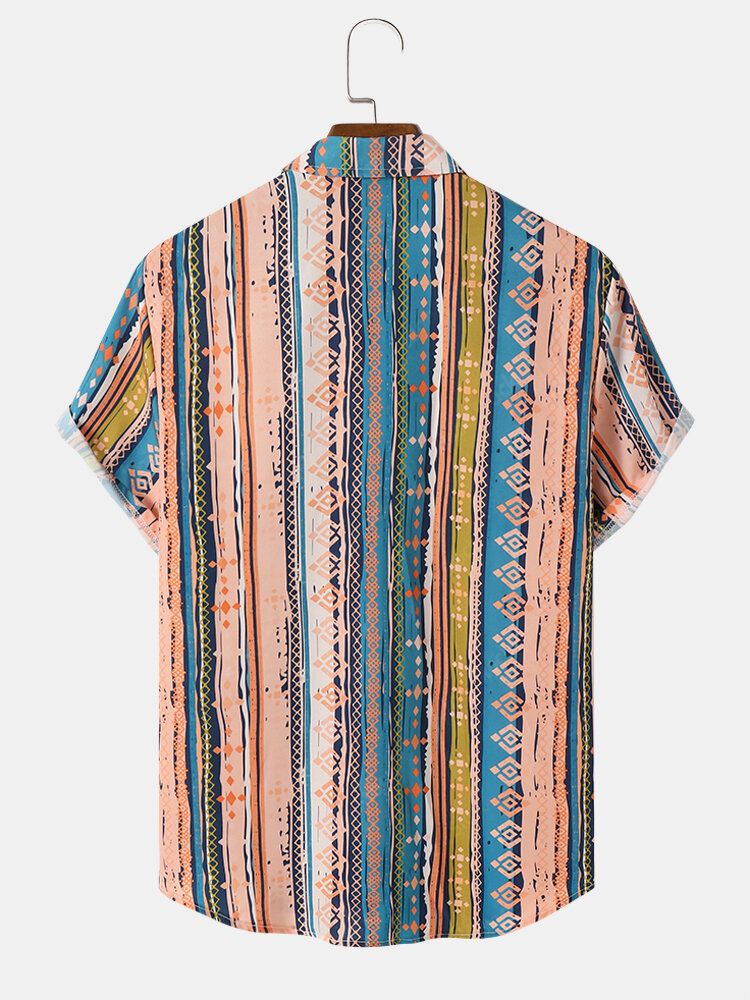 Miesten Vintage-raidalliset Lyhythihaiset Vapaa-ajan Paidat