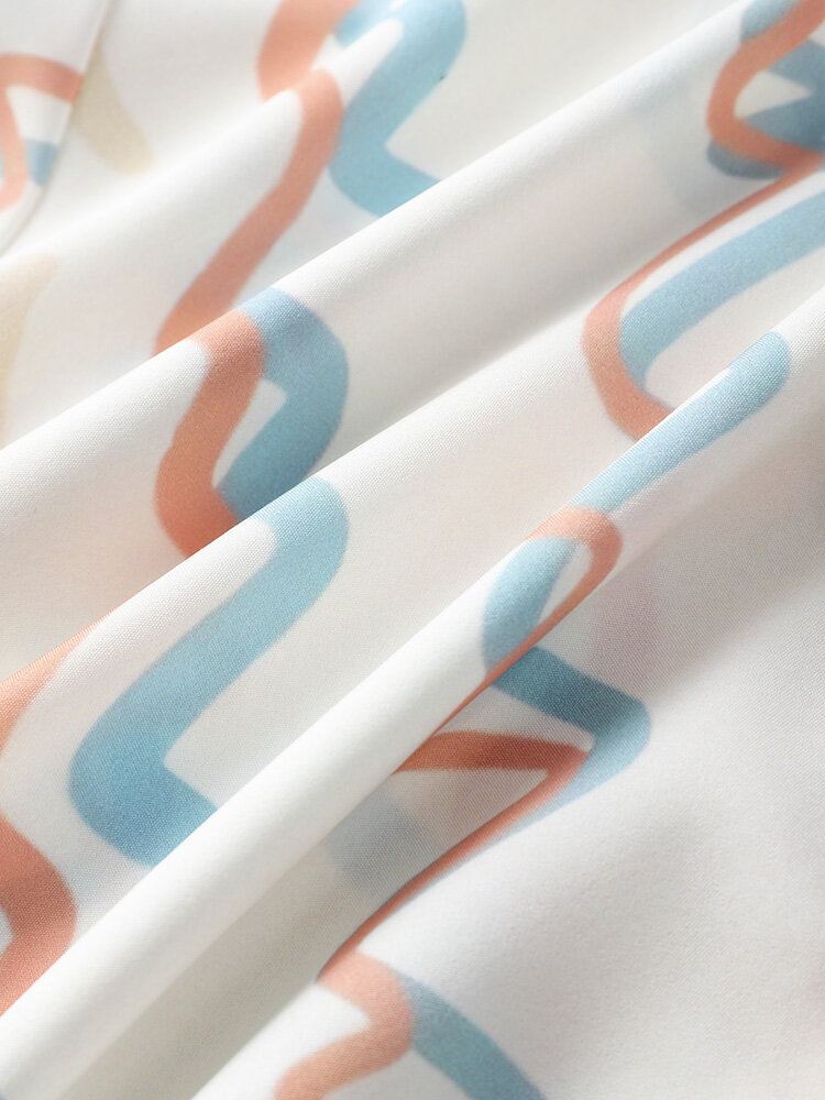 Miesten Waves Hit Color Graphic Pehmeä Hengittävä Kaikki Yhteensopiva Lapel Casual Paidat