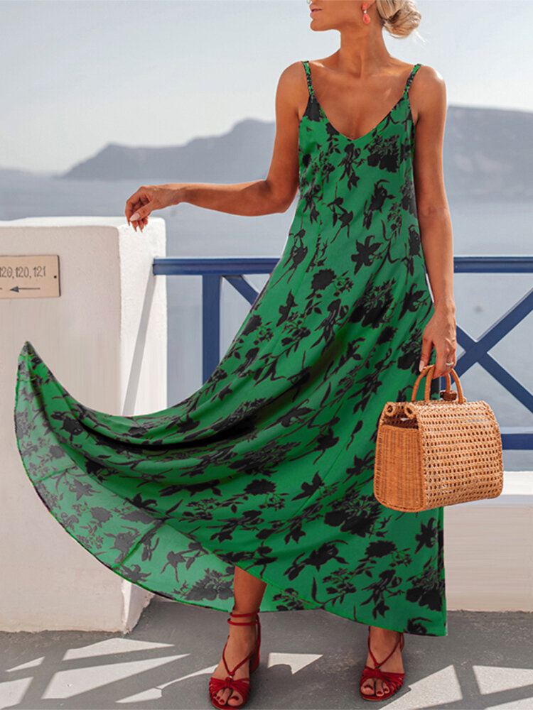 100 % Polyesteria Camisole Leisure V-kaula-aukkoinen Löysä Mekko