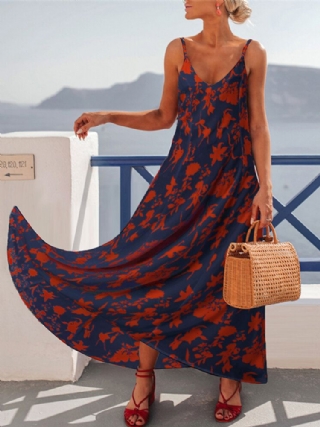 100 % Polyesteria Camisole Leisure V-kaula-aukkoinen Löysä Mekko