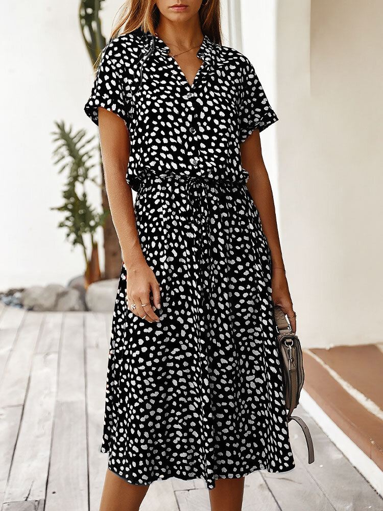 100 % Puuvillaa Jalustakaulus Bohemian Style Löysä Mekko
