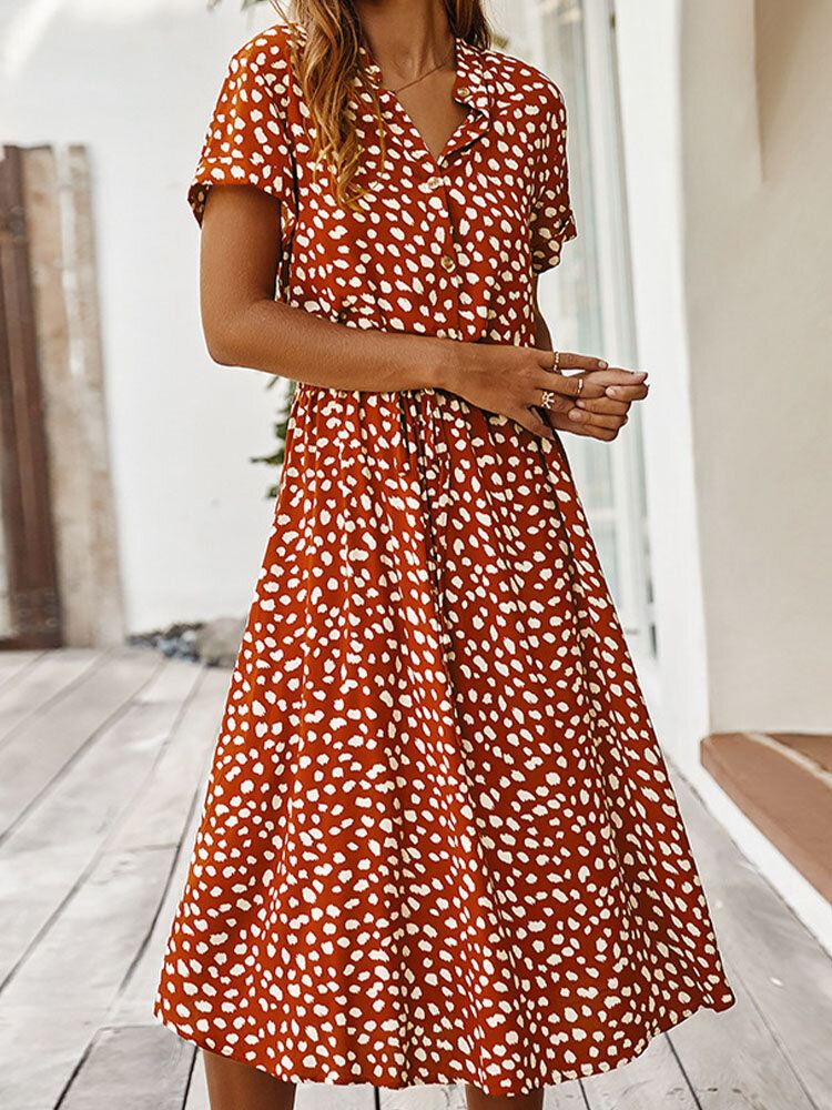 100 % Puuvillaa Jalustakaulus Bohemian Style Löysä Mekko