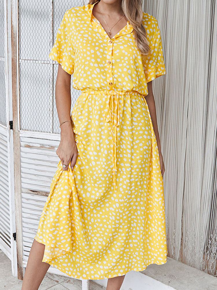 100 % Puuvillaa Jalustakaulus Bohemian Style Löysä Mekko