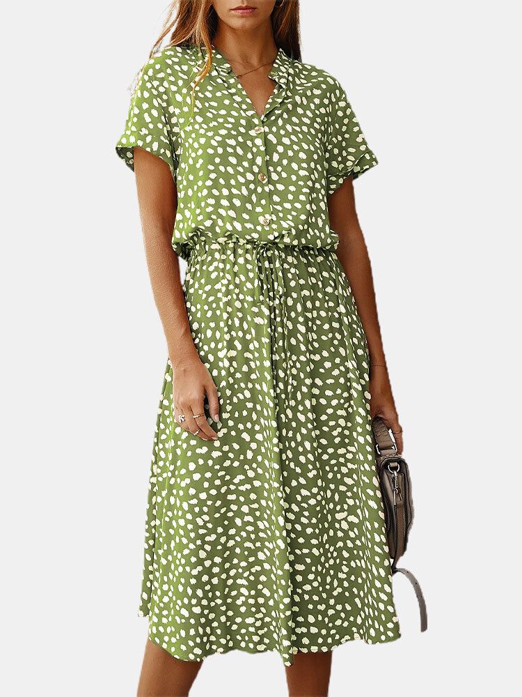 100 % Puuvillaa Jalustakaulus Bohemian Style Löysä Mekko