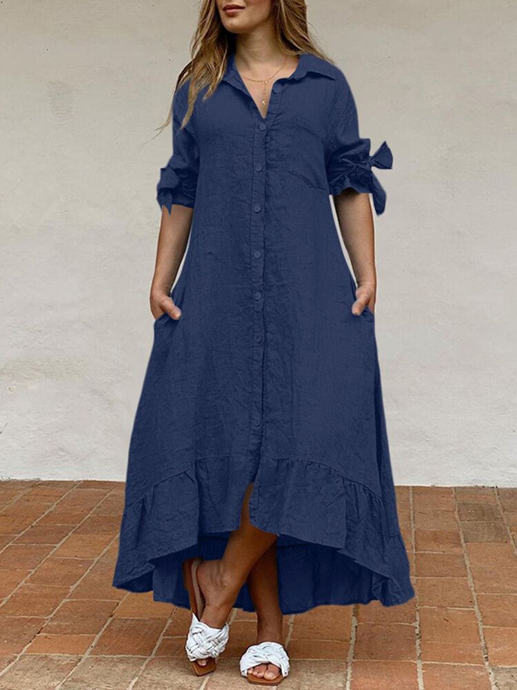 Kiinteä Laskostettu Streetwear Löysä Sivutaskumekko