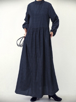 Naisten Diamond Print Swing Puff Sleeve Maxi-mekko Jossa Sivutasku