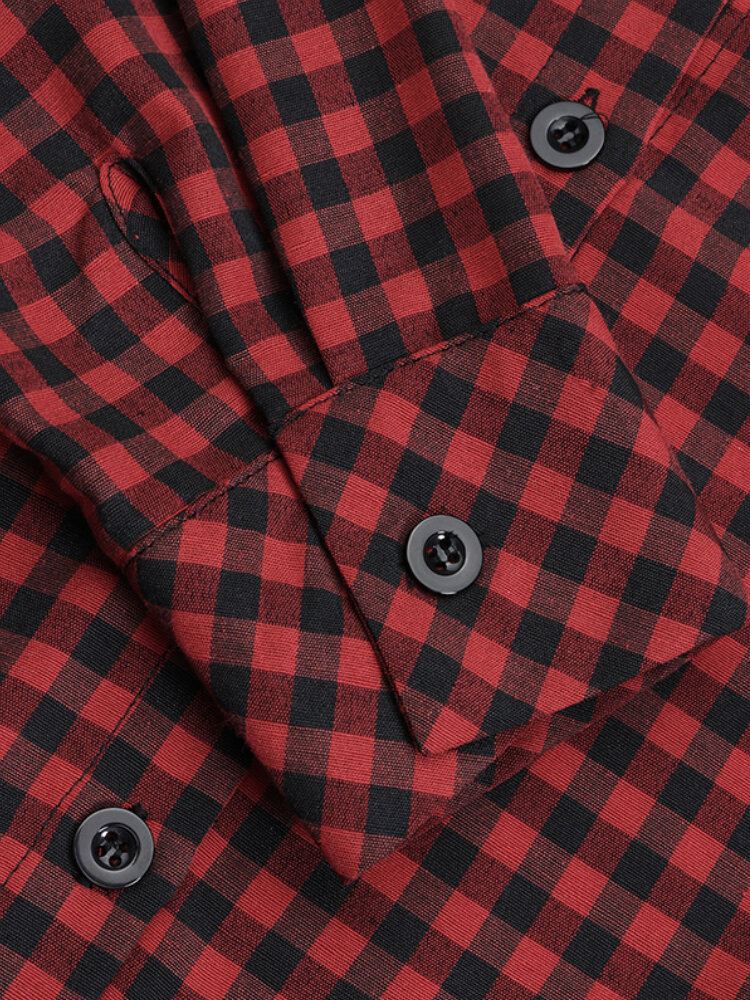 Naisten Ruudukkopainettu Nappi Edessä Kaftan-viitta Vintage-kerroksinen Maksimekko