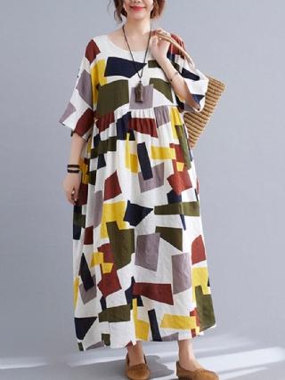 O-pääntie Kukkainen Löysä Retrotyylinen Rento Kesämekko Naisille