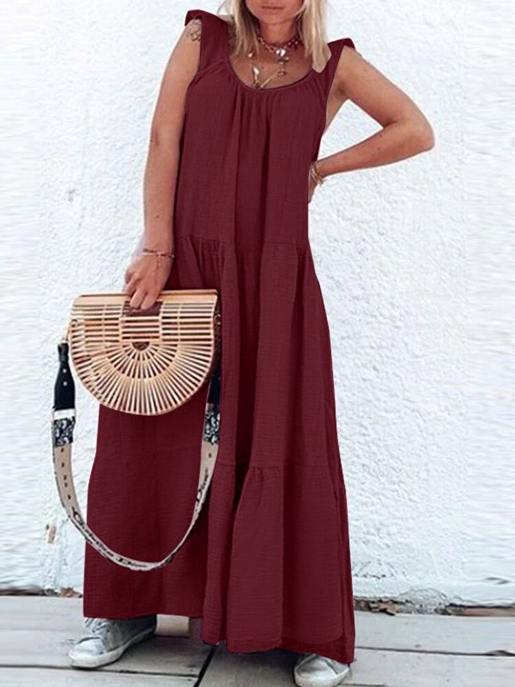 Stitching Design Holiday Solid Hihaton Maxi Mekot