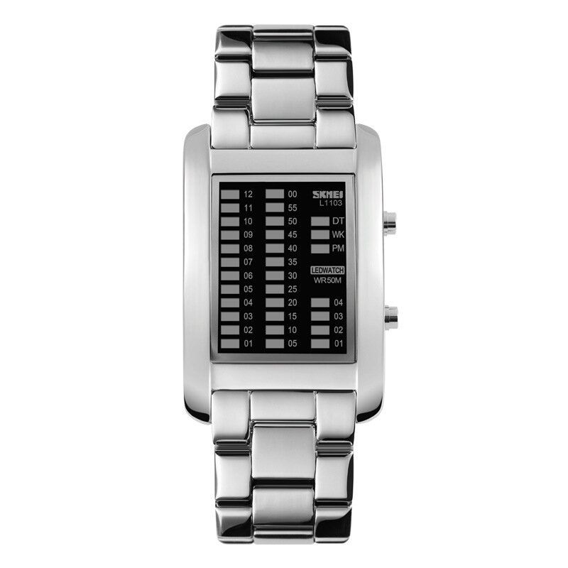 Business Style Led Display Rannekello Teräsranneke Creative Style Digital Watch