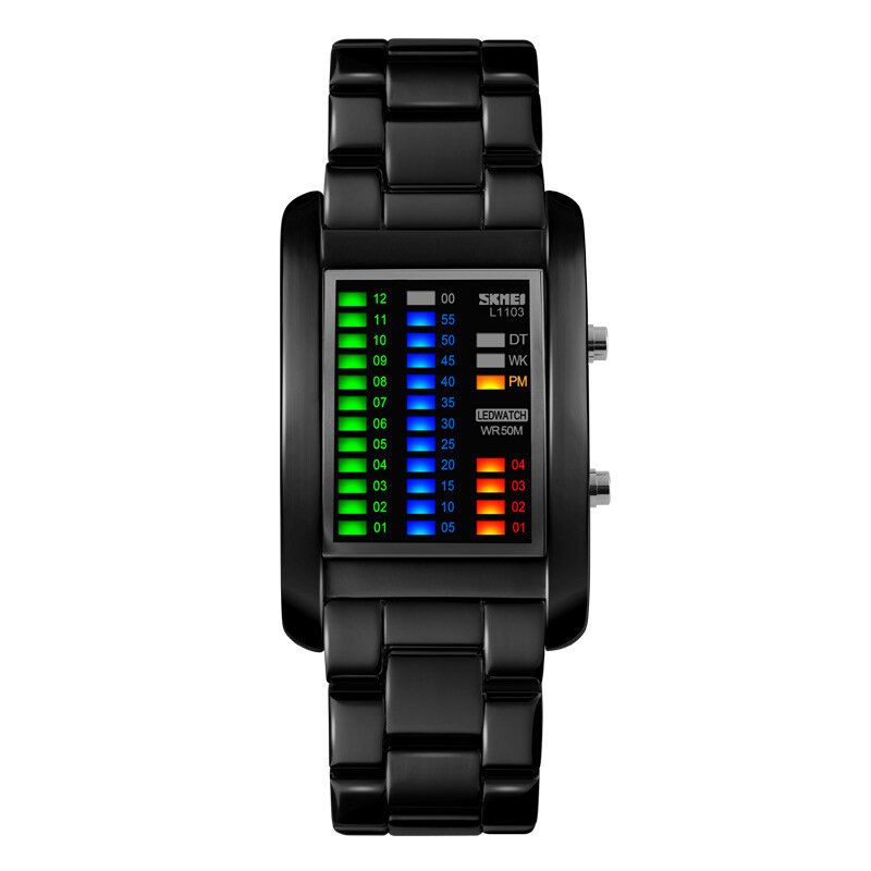 Business Style Led Display Rannekello Teräsranneke Creative Style Digital Watch