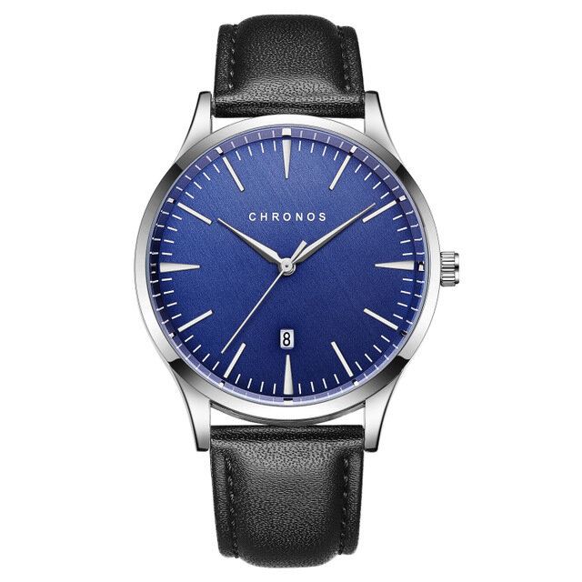Casual Style Vedenpitävä Miesten Rannekello 40mm Hardlex Kellotaulu Ultra Thin Quartz Watch