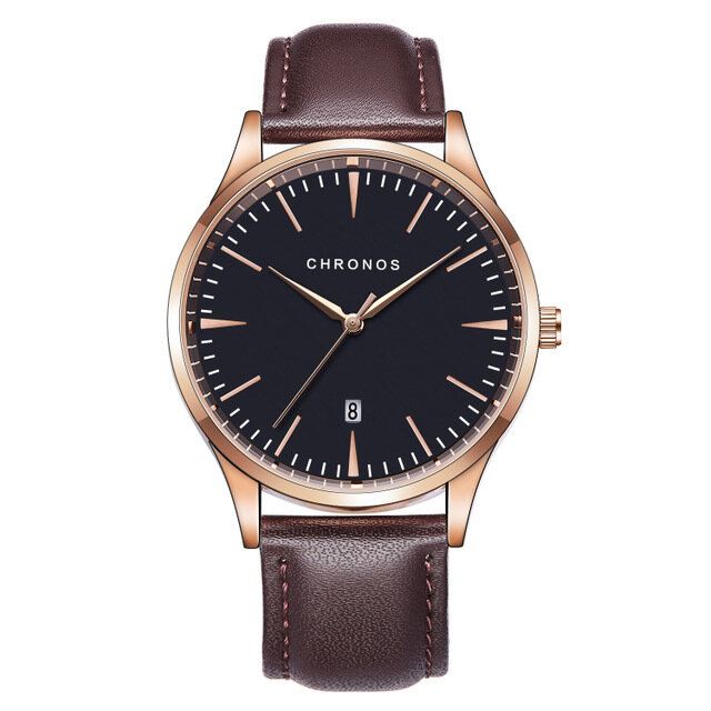 Casual Style Vedenpitävä Miesten Rannekello 40mm Hardlex Kellotaulu Ultra Thin Quartz Watch
