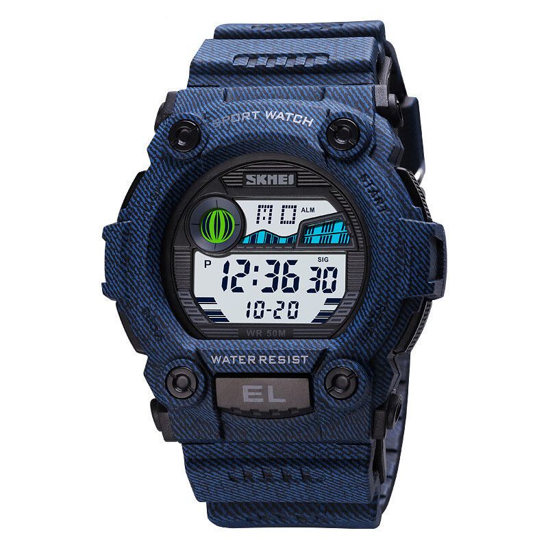 Chronograph Sport Miesten Rannekello Valaiseva Näyttö Vedenpitävä Led-digitaalikello