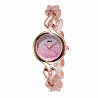 Gedi Fashion Elegant Luxury Crystal Gradient Color Kellotaulu Metalliseos Hihna Naisten Rannekellot Rannekellot Kvartsikello