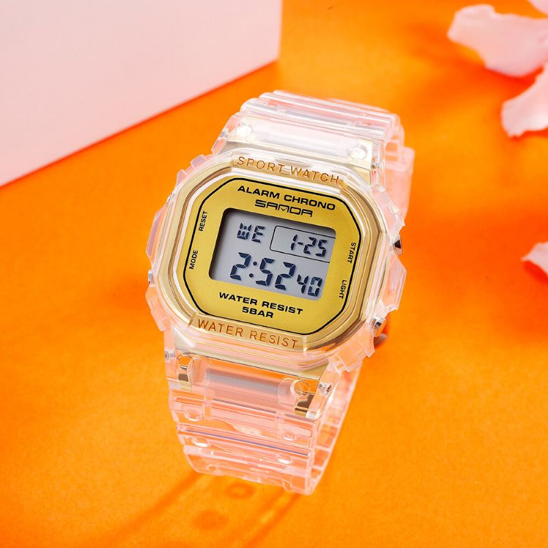 Läpinäkyvä Hihna Raikas Väri Muodikas Valoava Näyttö Sekuntikello Coupole Digital Watch