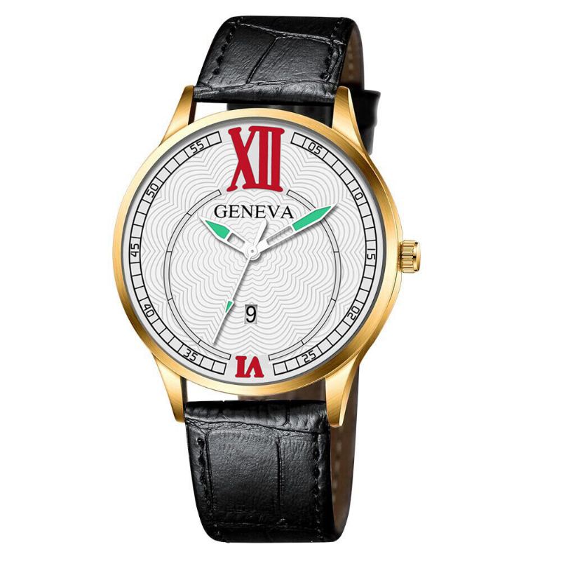 Muoti Elegant Alloy Business Casual Urheiluvyö Pu Nahka Ranneke Miesten Kvartsikello