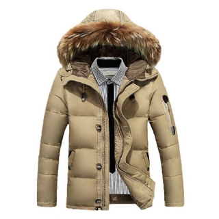 Miesten Untuvatakit Paksu Lämmin Turkiskaulus Hupullinen Parkas Puffer