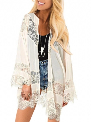 100 % Polyesteri Fashion Lace Splice Löysä Kukkainen Neuletakki Naisille