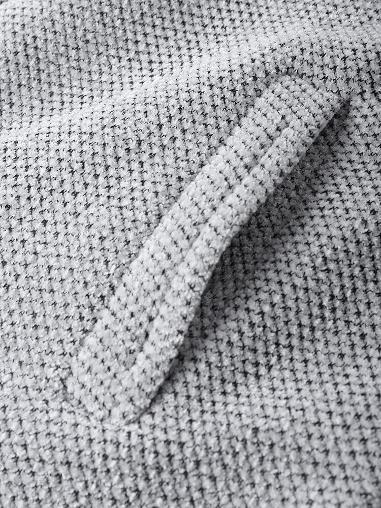 Miesten Neulotut Pure Solid Pocket Plus Samettiset Pitkähuppaiset Neuletakit
