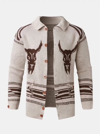 Miesten Vintage-kuvioiset Yksiriviset Lämpimät Neuletakit