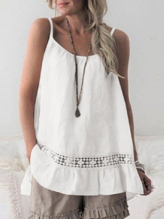 Kiinteä Hollow Out Selkänojaton Säädettävä Jatkos Cotton Cami