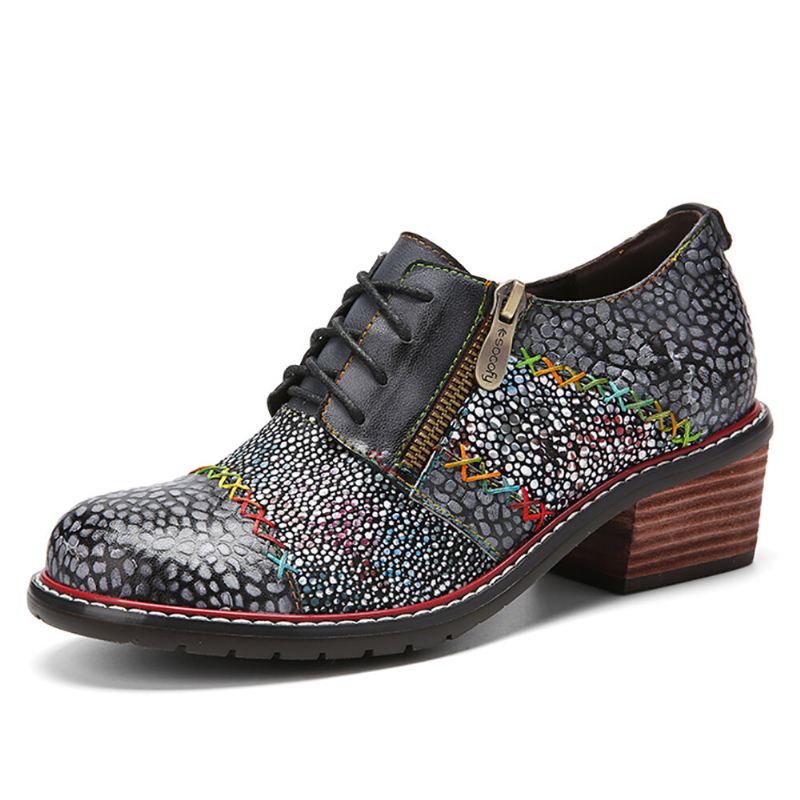 Aitoa Nahkaa Käsintehdyt Tikkaukset Retro Mukavat Sivuvetoketjut Matalakorkoiset Oxfords-kengät