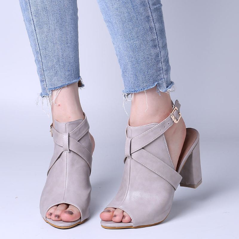 Naisten Peep Toe Slingback Solki Korkeakorkoiset Pumput