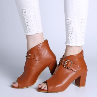Naisten Rivet Peep Toe-solki Korkeakorkoiset Paksut Kantapääpumput