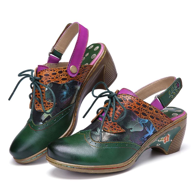 Vintage-nahkainen Kaksisuuntainen Irrotettava Olkahihna Muleilla Nauhoitettavat Koukkusilmukat Slingback-pumput