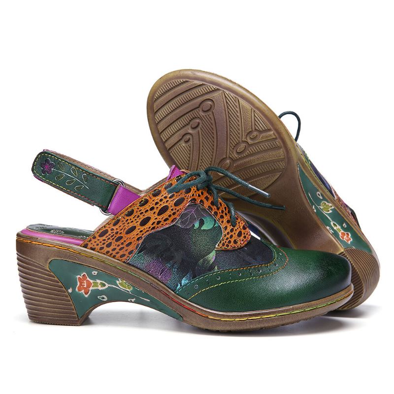 Vintage-nahkainen Kaksisuuntainen Irrotettava Olkahihna Muleilla Nauhoitettavat Koukkusilmukat Slingback-pumput