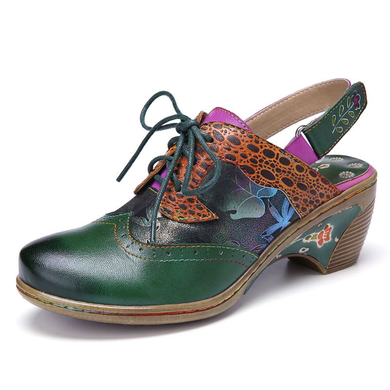 Vintage-nahkainen Kaksisuuntainen Irrotettava Olkahihna Muleilla Nauhoitettavat Koukkusilmukat Slingback-pumput