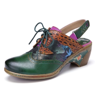 Vintage-nahkainen Kaksisuuntainen Irrotettava Olkahihna Muleilla Nauhoitettavat Koukkusilmukat Slingback-pumput