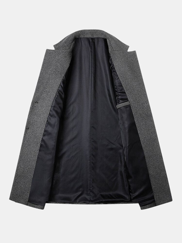 Miesten Villasekoitetut Keskipitkät Takit Business Casual-villatakit