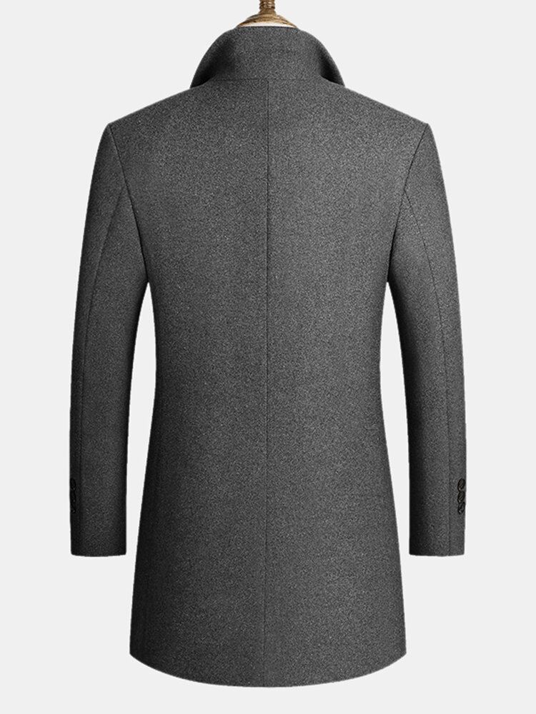 Miesten Villasekoitetut Keskipitkät Takit Business Casual-villatakit