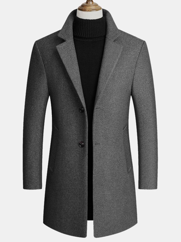 Miesten Villasekoitetut Keskipitkät Takit Business Casual-villatakit