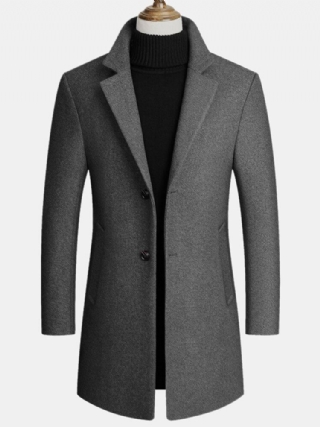 Miesten Villasekoitetut Keskipitkät Takit Business Casual-villatakit