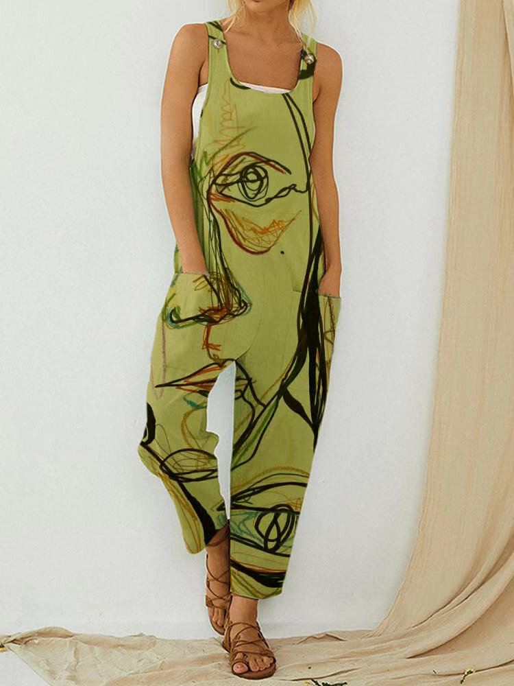 Vintage Abstract Art Illustration Print Straps Naisten Haalari Taskulla