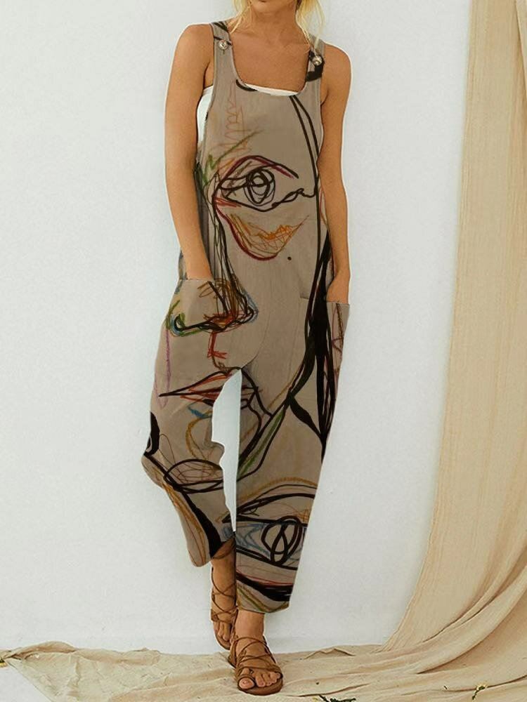 Vintage Abstract Art Illustration Print Straps Naisten Haalari Taskulla