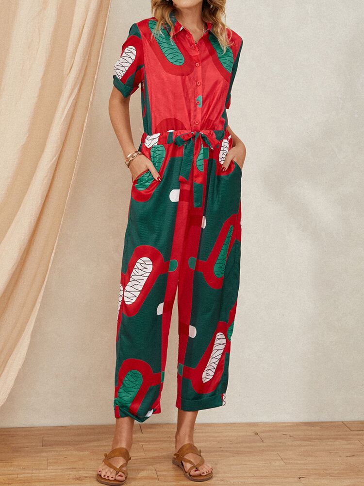 Vintage Painettu Solmittu Nappi Tasku Käännekaulus Haalari