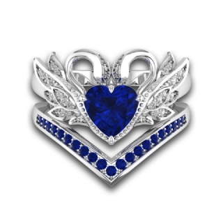 2 Kpl/setti Sweet Swan Heart Zirkonia Kihlasormus Ainutlaatuinen Lahja Naisten Tytöille