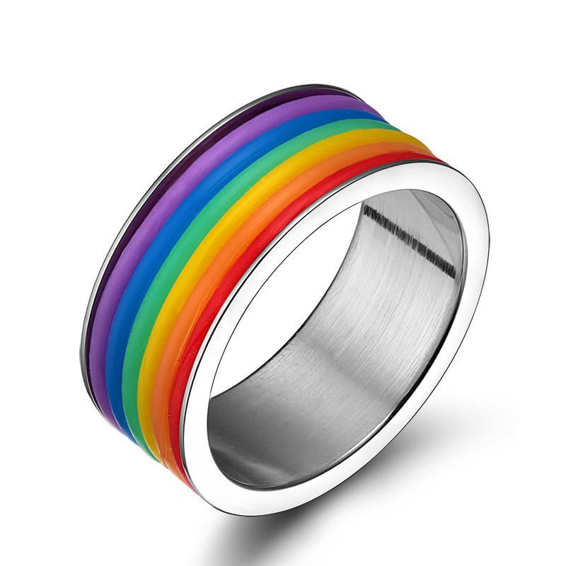 Muoti Ruostumattomasta Teräksestä Valmistettu Sormus Sateenkaari Silikonisormus Naisille Miehille Lgbt Band Unisex Korut