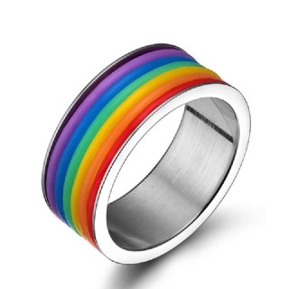 Muoti Ruostumattomasta Teräksestä Valmistettu Sormus Sateenkaari Silikonisormus Naisille Miehille Lgbt Band Unisex Korut