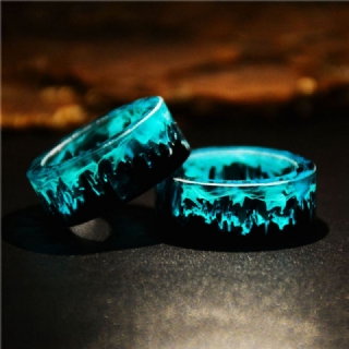 Time Gem Epoksisormus Tee Itse Käsintehty Mustemaalaus Magic Forest Resin Ring Unisex