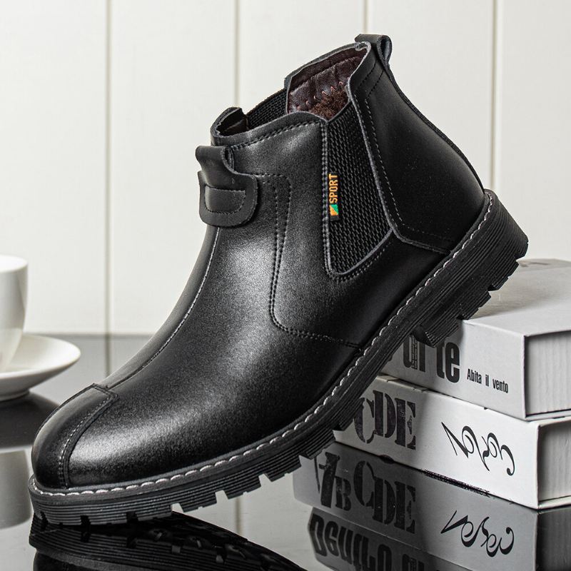 Miesten Aitoa Nahkaa Liukastumista Estävä Plus Samettilämpimät Chelsea Boots Martin Boots