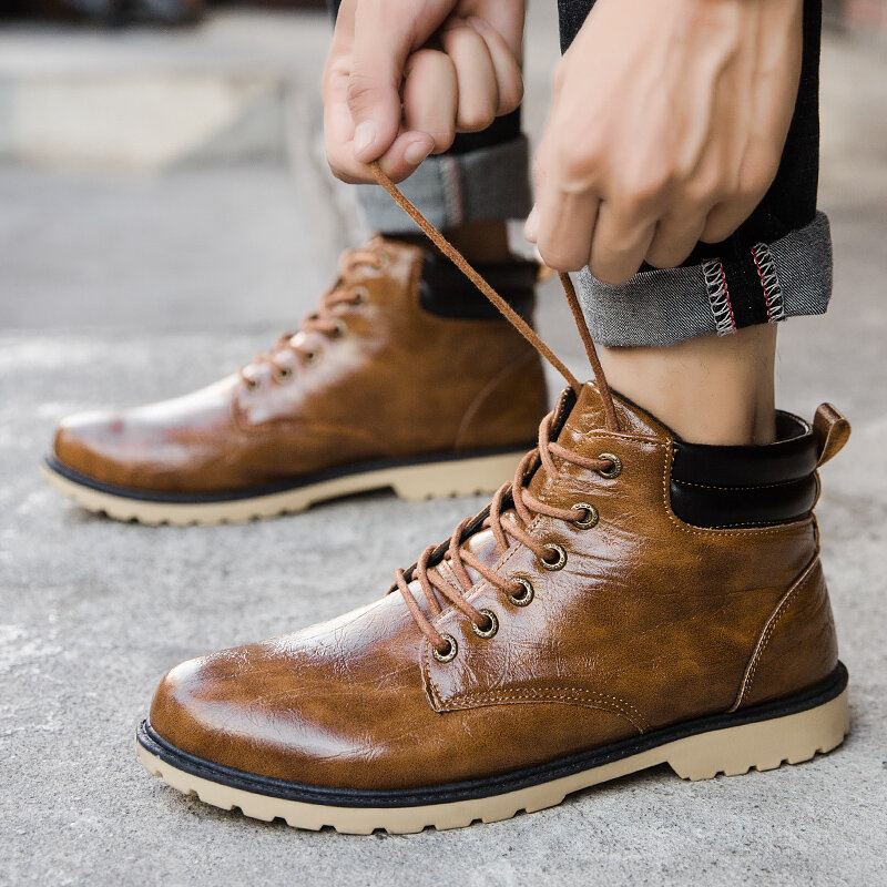 Miesten Retro Outdoor Mukavat Liukumattomat Casual Tooling Saappaat