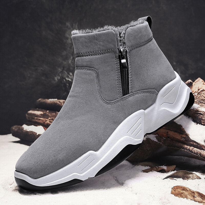 Miesten Talvi Lämmin Pehmo Vuori Paksu High-top Sivuvetoketjulliset Lumisaappaat