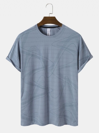 Miesten Ice Silk High Elastic Flow Vuorattu Lyhythihainen Nopeasti Kuivuva Pehmeä Activewear Toppi